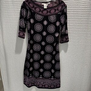 Max Studio Black and Purple Patterned Dress